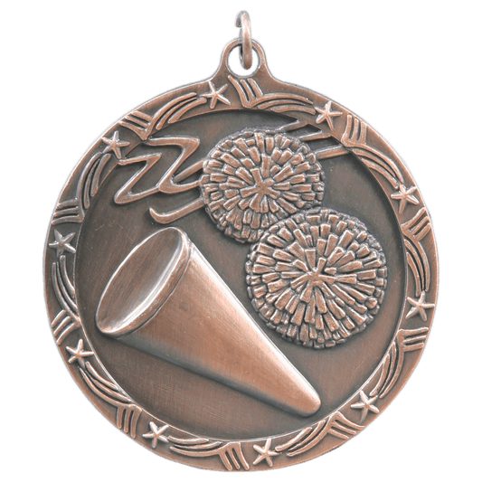 Antique Bronze Cheer Shooting Star Medal - 2 1/2"