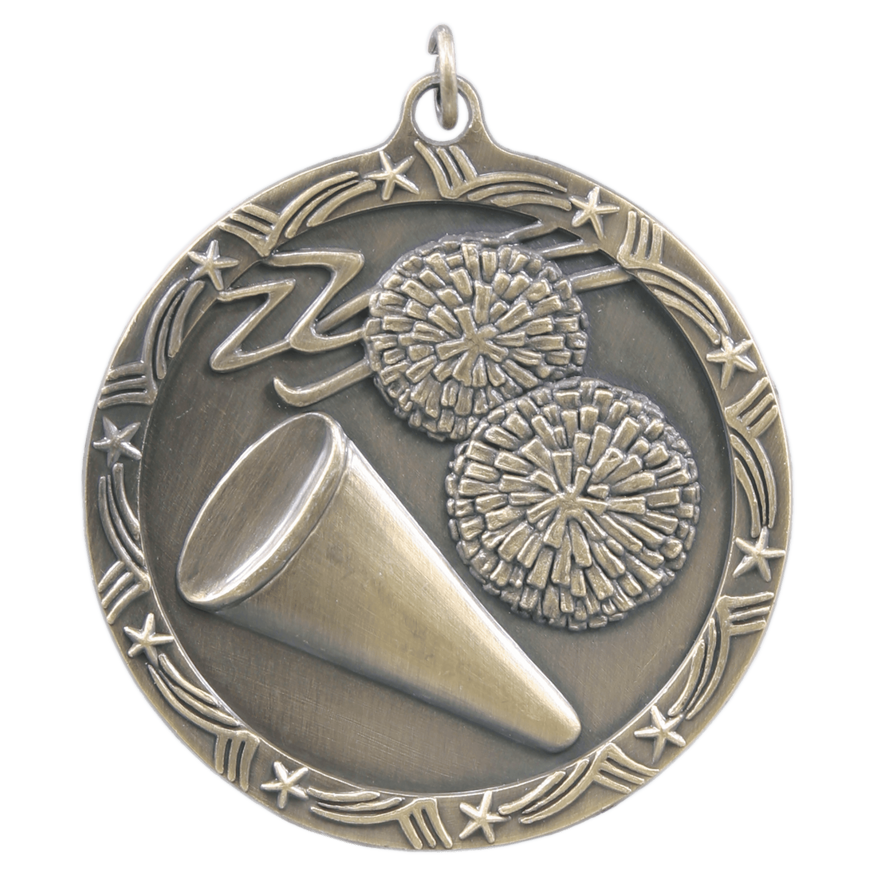 Antique Gold Cheer Shooting Star Medal - 2 1/2"