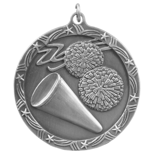 Antique Silver Cheer Shooting Star Medal - 2 1/2"