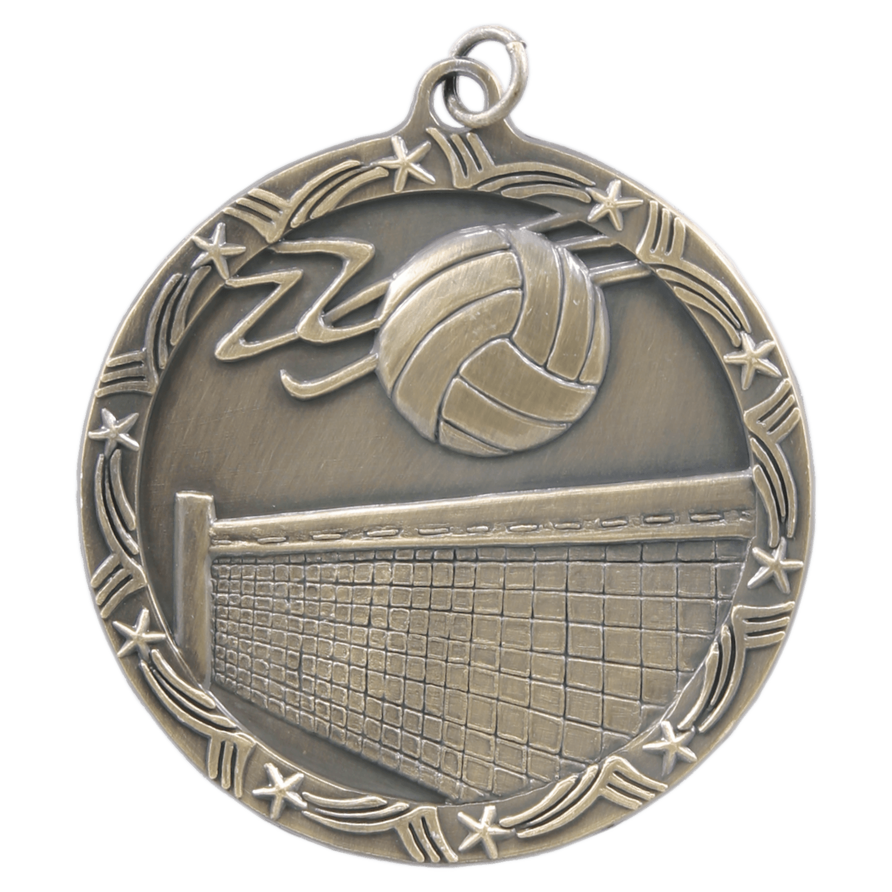 Antique Gold Volleyball Shooting Star Medal - 2 1/2"