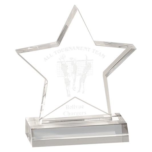 5" x 5" Clear Star Acrylic Award with 4" Base
