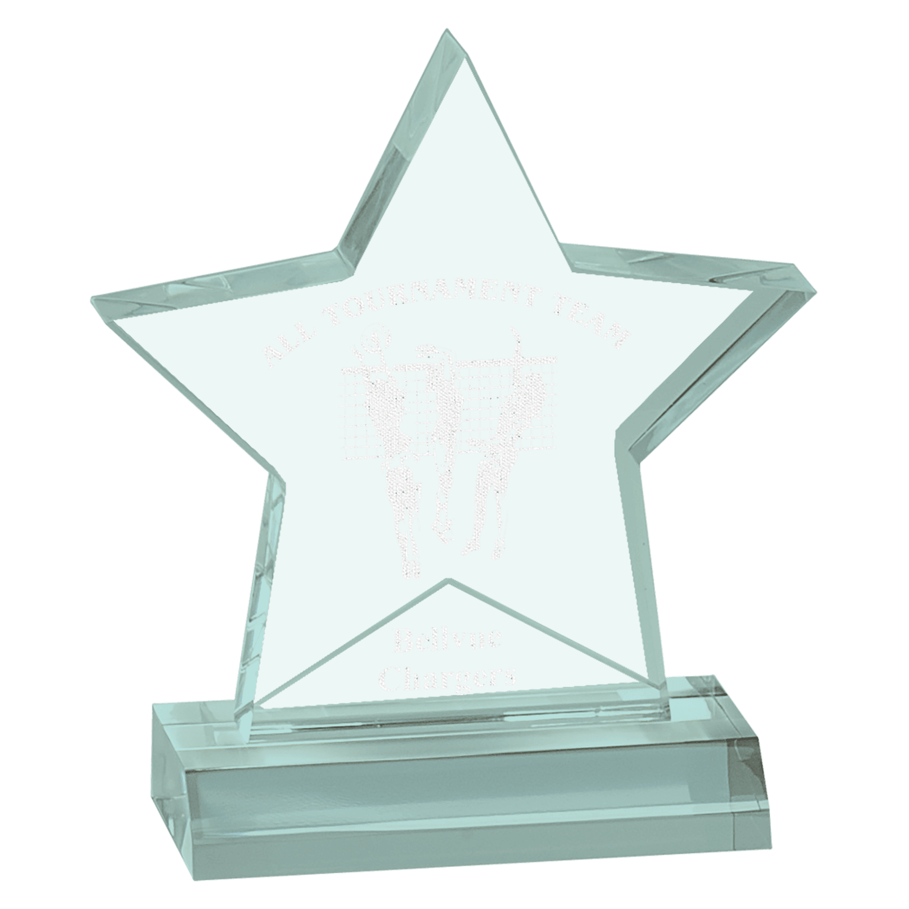 Jade Star Acrylic Award with 4" Base - 5" x 5"
