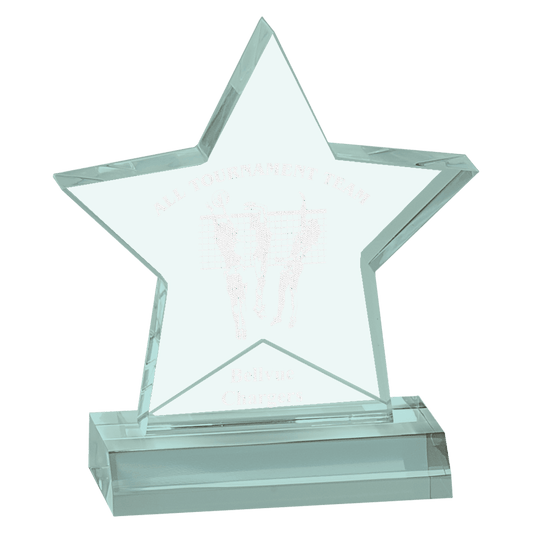Jade Star Acrylic Award with 4" Base - 5" x 5"