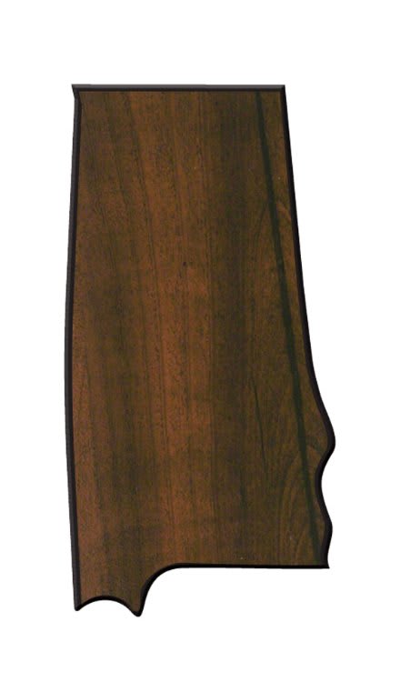 5 5/8" x 10 1/2" Walnut Finish Black Edge Alabama State Plaque
