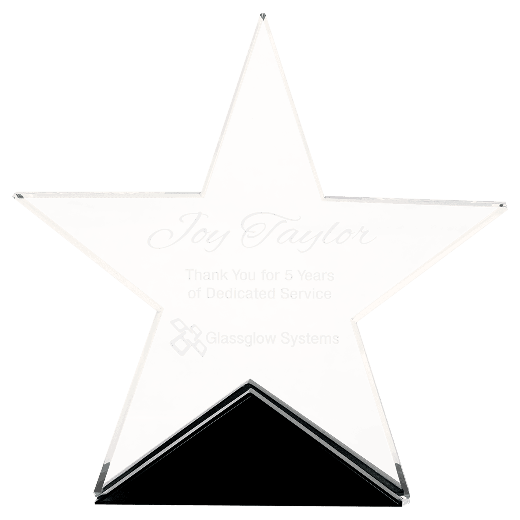 Clear Glass Star on Black Base - 5 3/4" x 5 1/2"