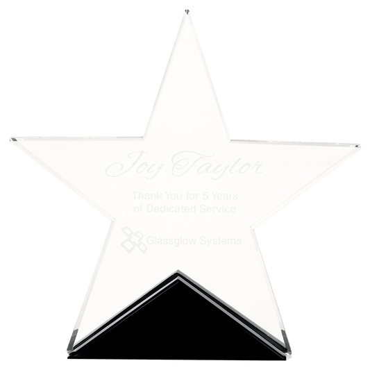 Clear Glass Star on Black Base - 5 3/4" x 5 1/2"