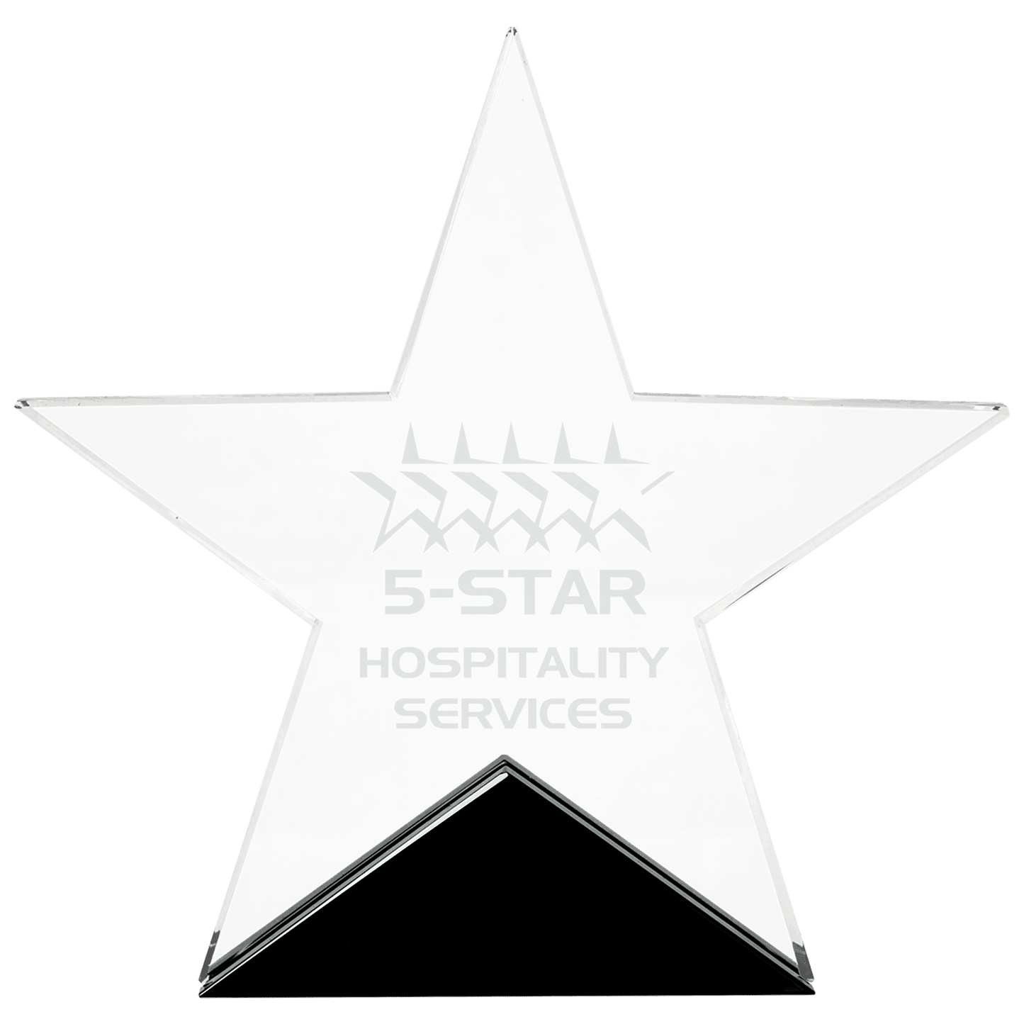 Clear Glass Star on Black Base - 6 3/4" x 6 1/2"