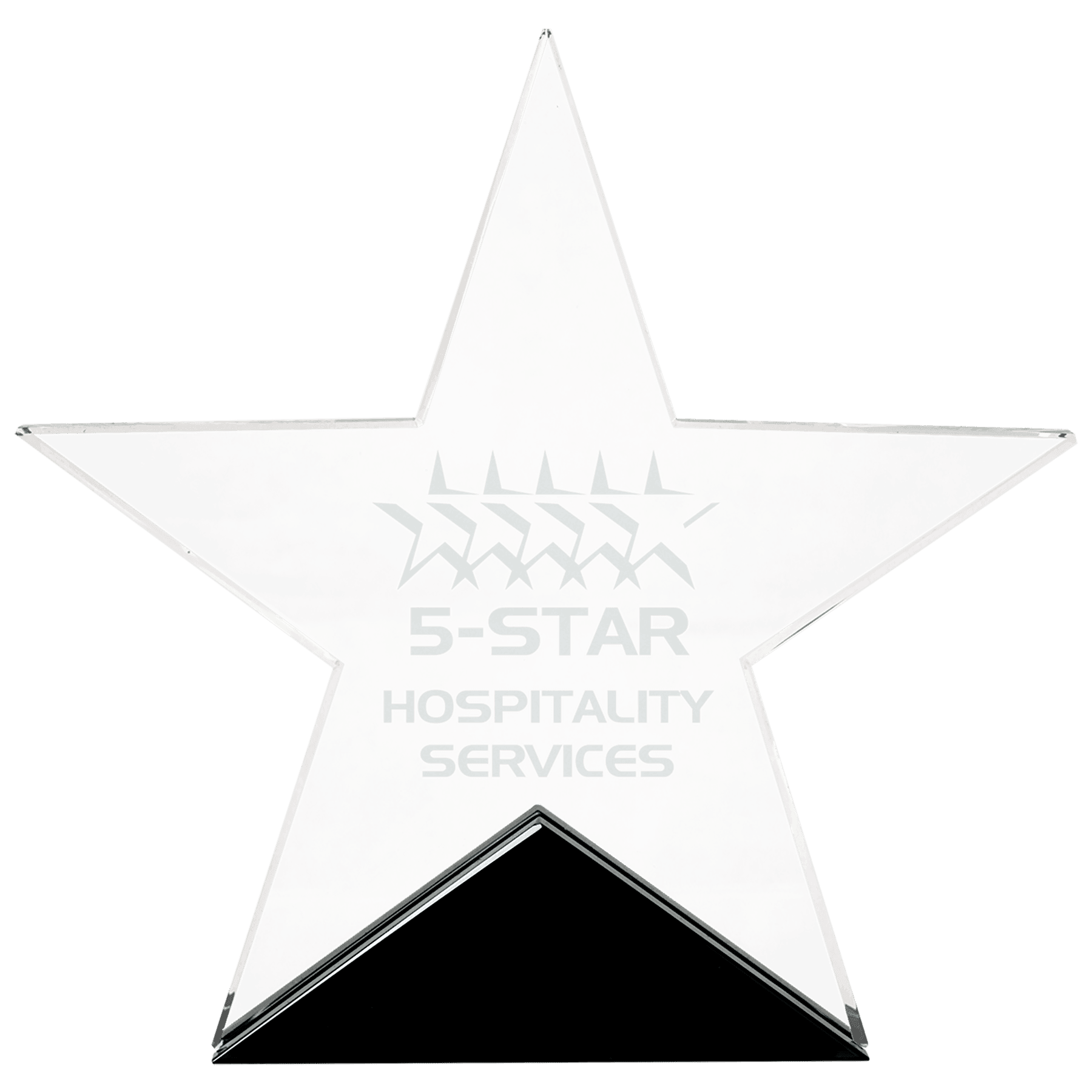 Clear Glass Star on Black Base - 6 3/4" x 6 1/2"