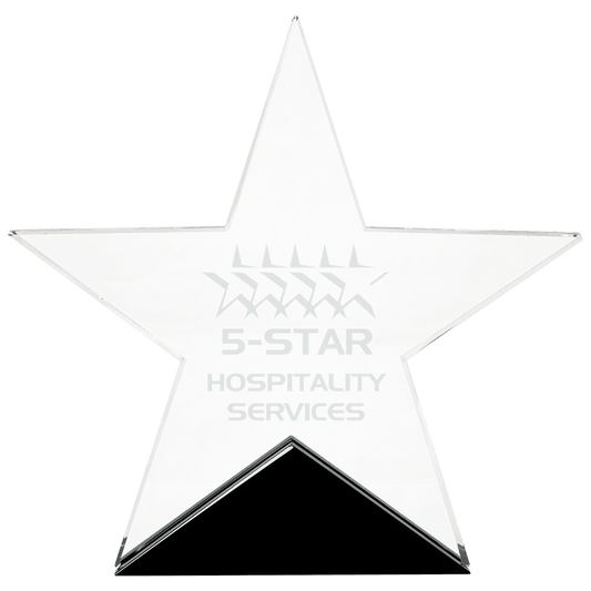 Clear Glass Star on Black Base - 6 3/4" x 6 1/2"