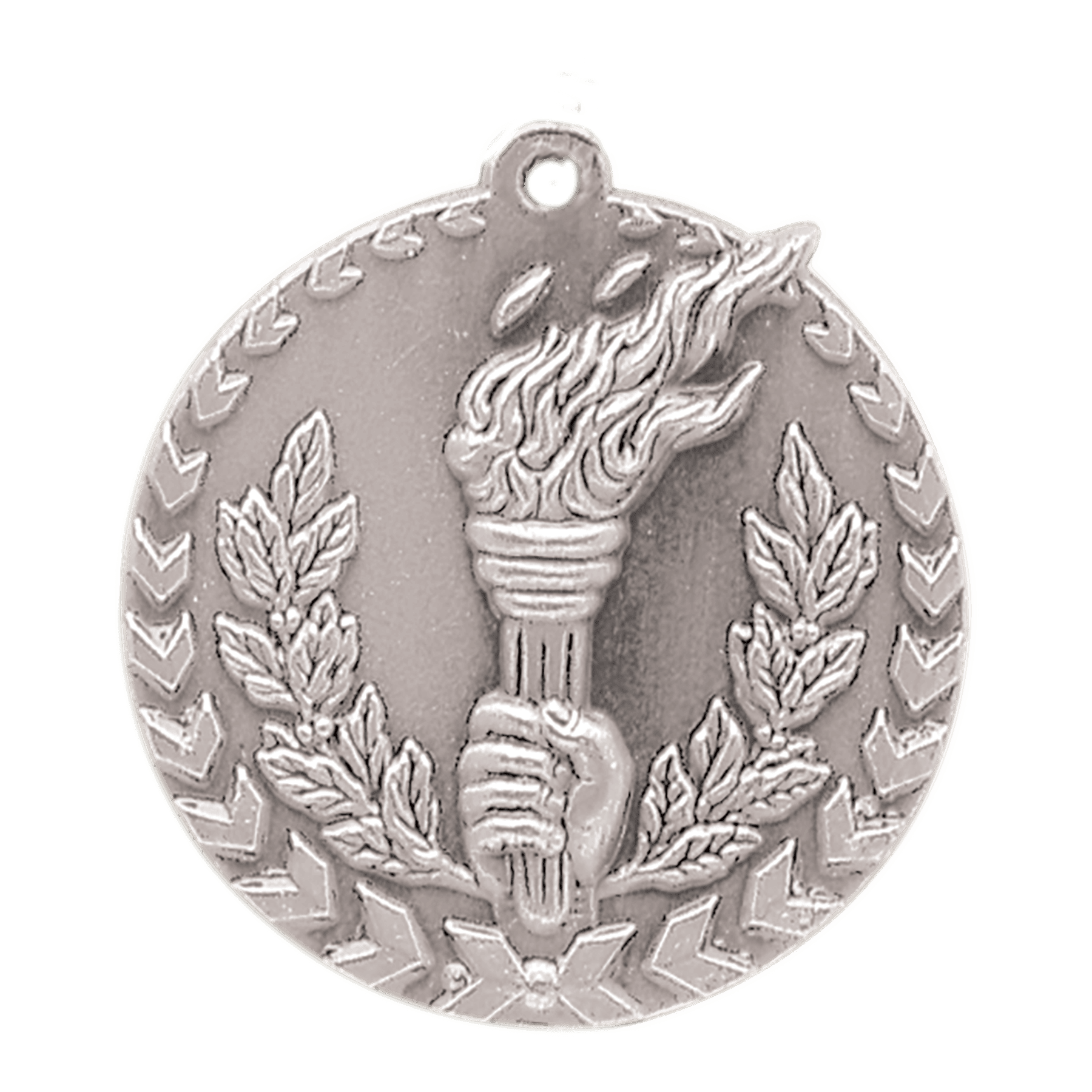 Antique Silver Torch Millennium Medal - 1 3/4"