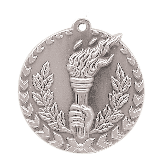 Antique Silver Torch Millennium Medal - 1 3/4"
