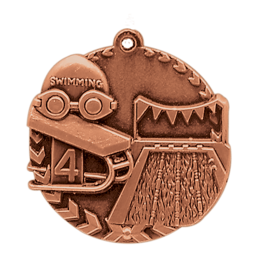 1 3/4" Antique Bronze Swimming Millennium Medal