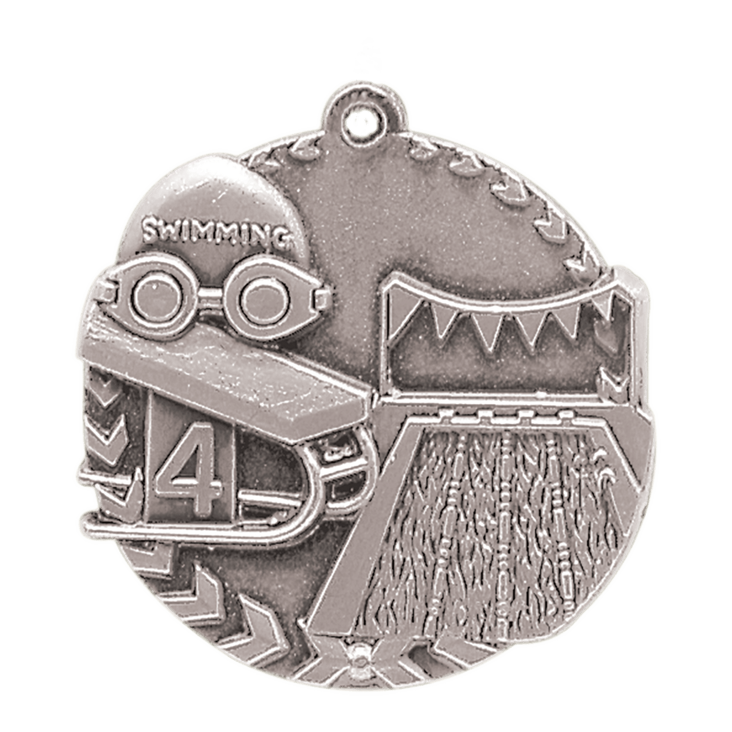 Antique Silver Swimming Millennium Medal - 1 3/4"
