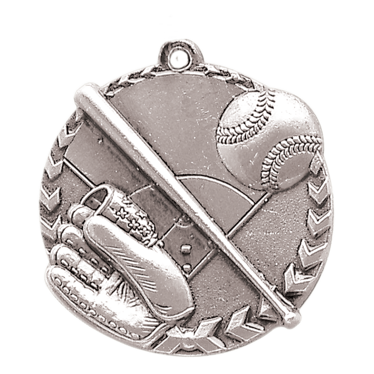 Antique Silver Baseball/Softball Millennium Medal - 1 3/4"