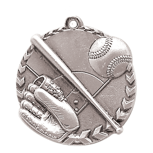 Antique Silver Baseball/Softball Millennium Medal - 1 3/4"