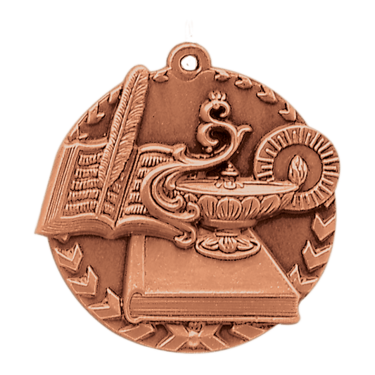 Antique Bronze Lamp of Knowledge Millennium Medal - 1 3/4"