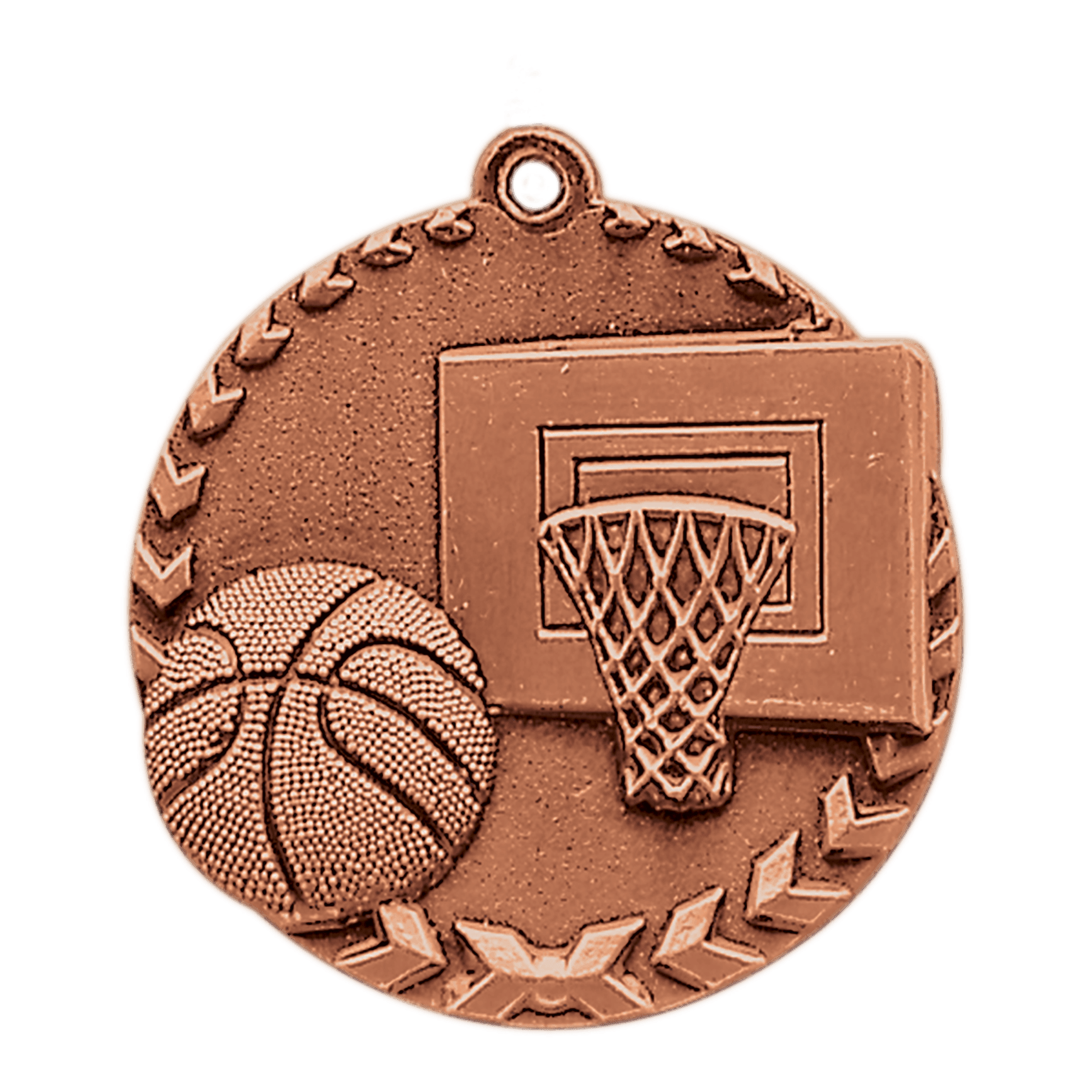 Antique Bronze Basketball Millennium Medal - 1 3/4"
