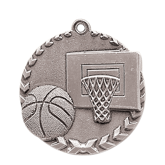 Antique Silver Basketball Millennium Medal - 1 3/4"