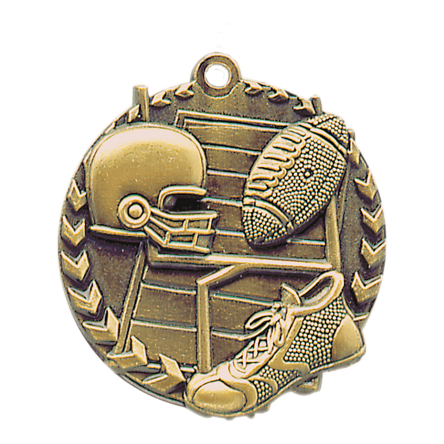 Antique Gold Football Millennium Medal - 1 3/4"