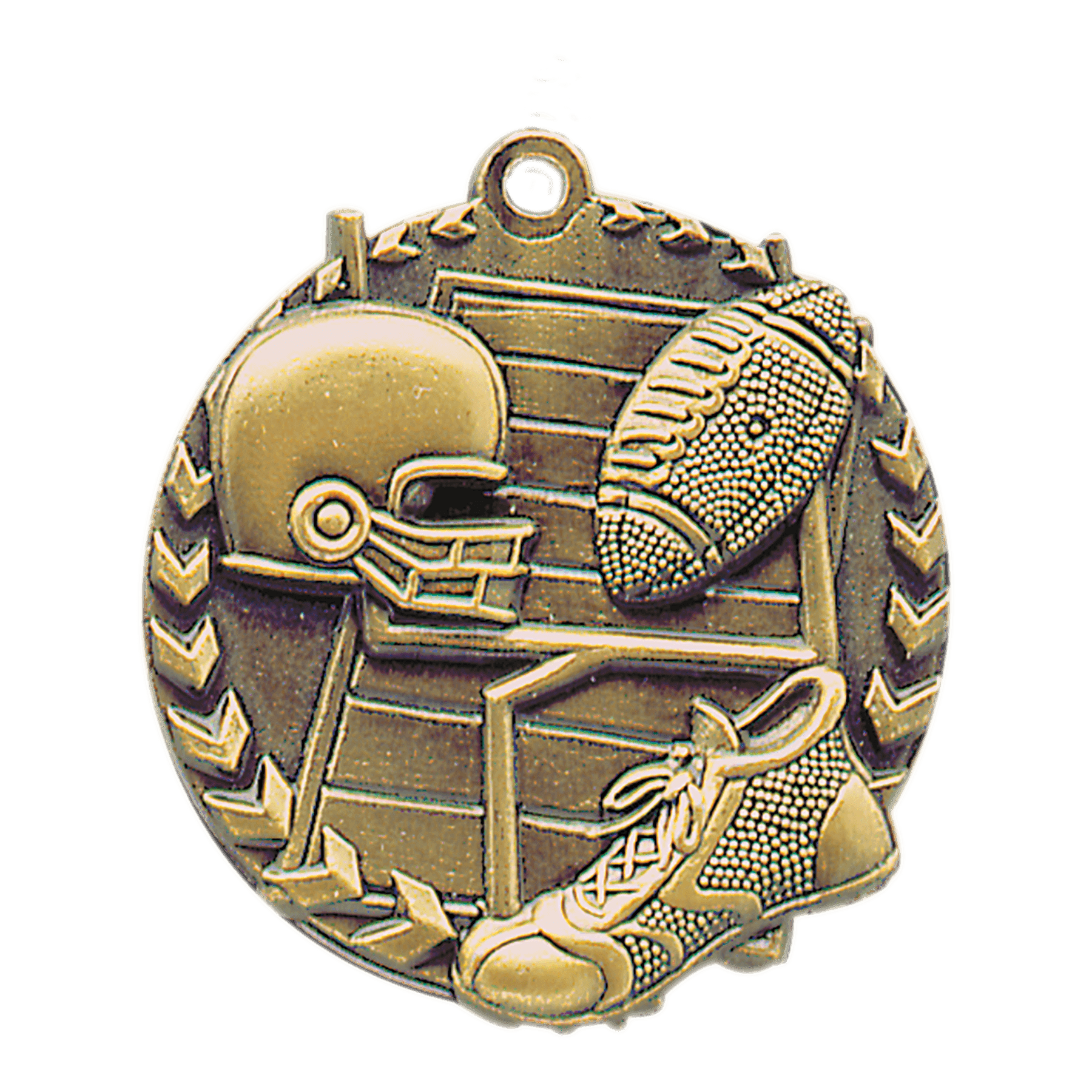 Antique Gold Football Millennium Medal - 1 3/4"