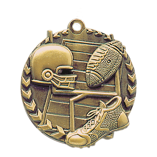 Antique Gold Football Millennium Medal - 1 3/4"