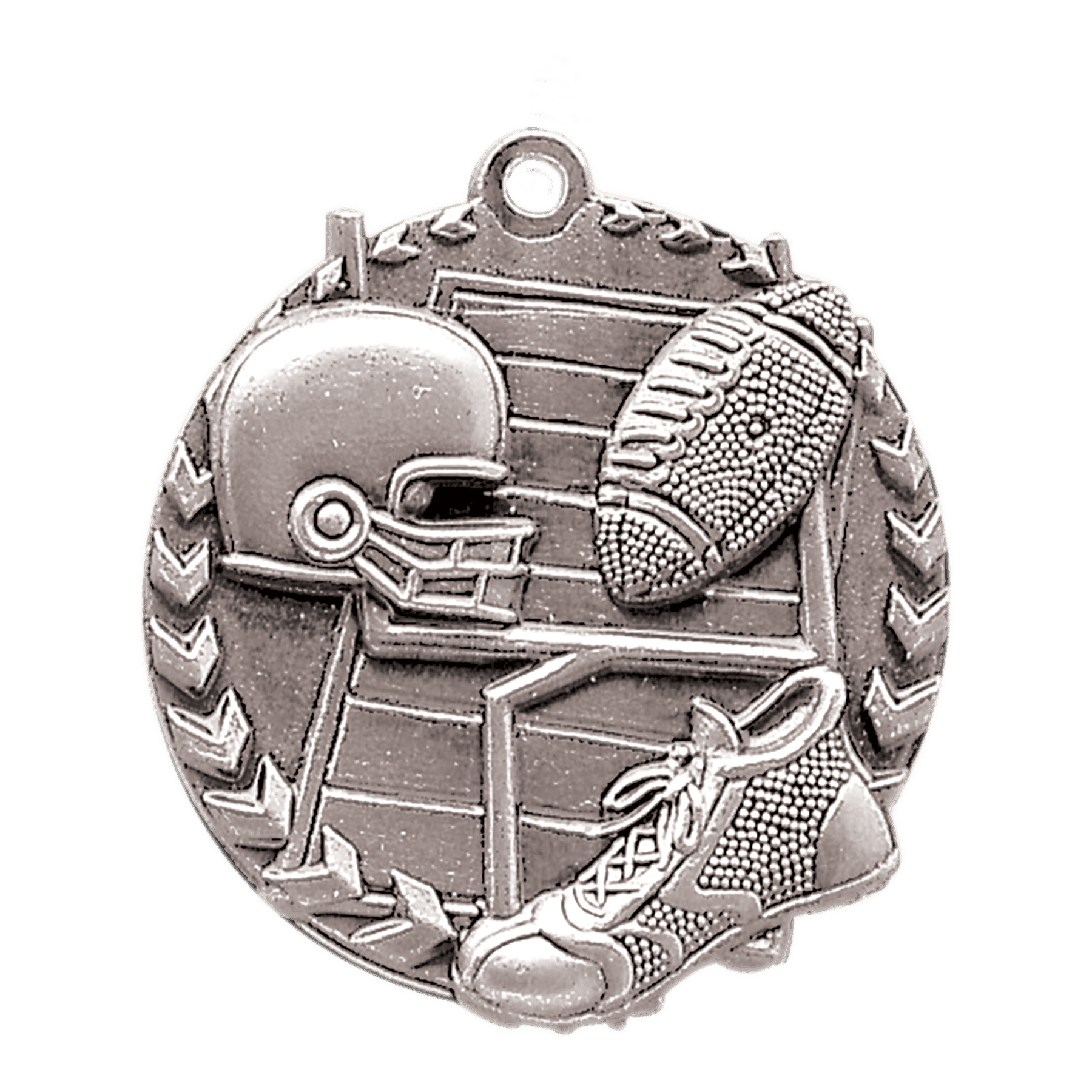 Antique Silver Football Millennium Medal - 1 3/4"