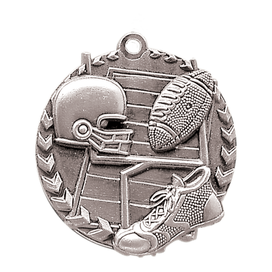 Antique Silver Football Millennium Medal - 1 3/4"