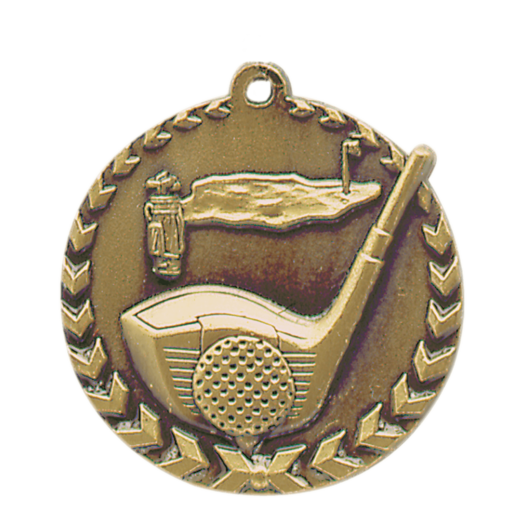 Antique Gold Golf Millennium Medal - 1 3/4"