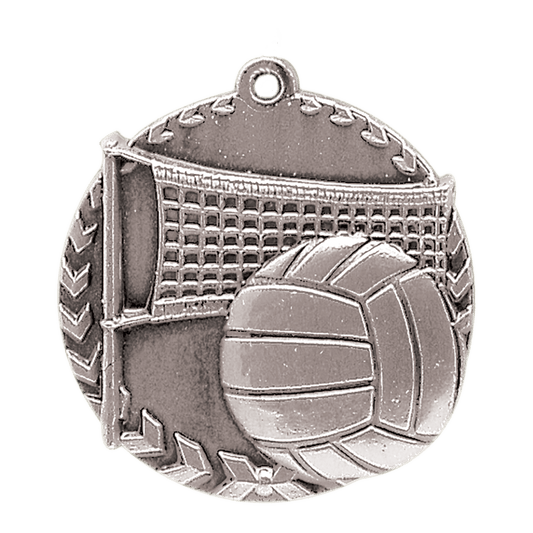 Antique Silver Volleyball Millennium Medal - 1 3/4"