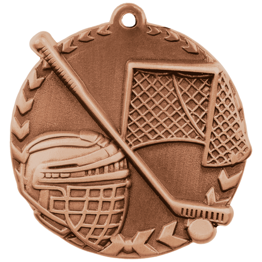 1 3/4" Antique Bronze Hockey Millennium Medal