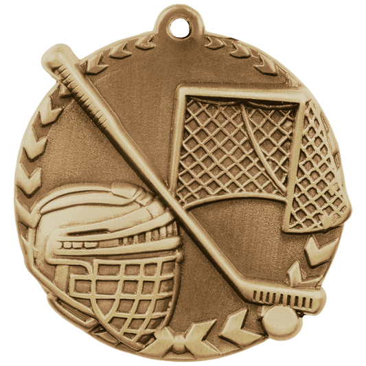 1 3/4" Antique Gold Hockey Millennium Medal