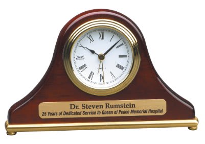 Rosewood Piano Finish Mantel Desk Clock - 7 1/2" x 4 1/2"