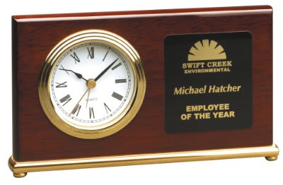 Rosewood Piano Finish Horizontal Desk Clock - 7 1/2" x 4"