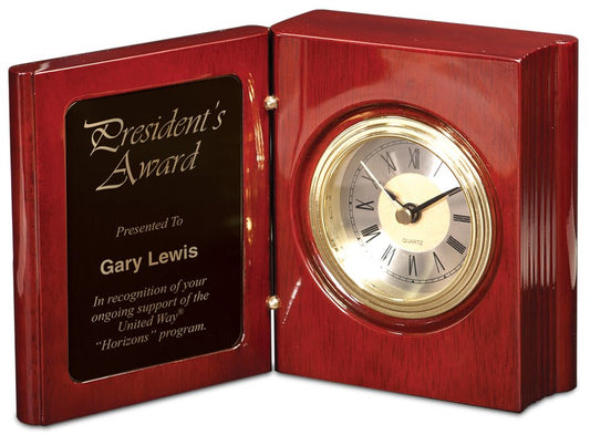 Rosewood Piano Finish Book Clock - 5 3/8"