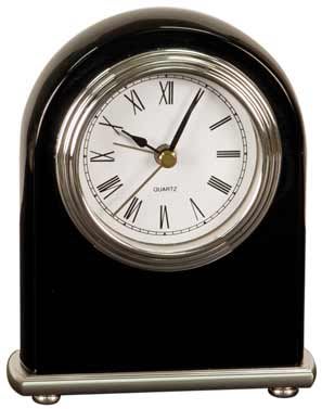 Black Piano Finish Arch Desk Clock - 4" x 5"