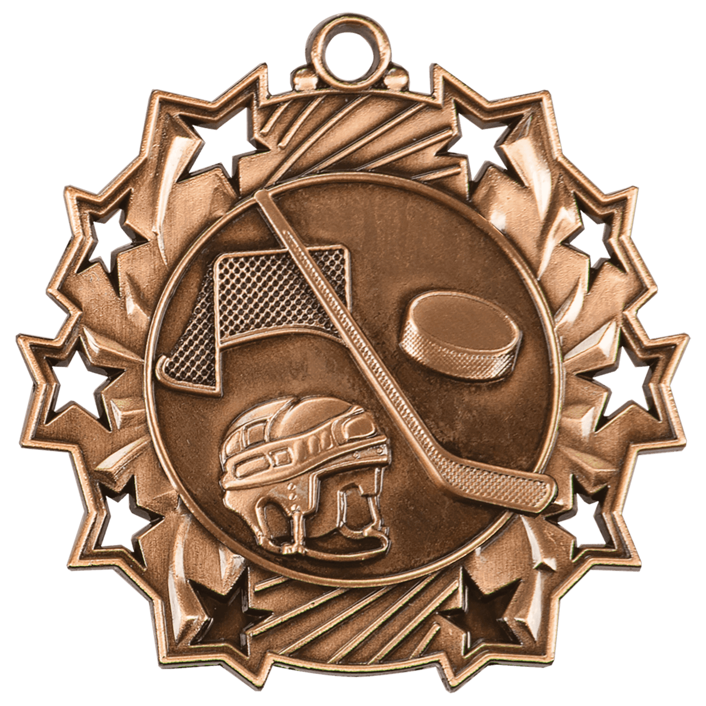 Antique Bronze Hockey Ten Star Medal - 2 1/4"