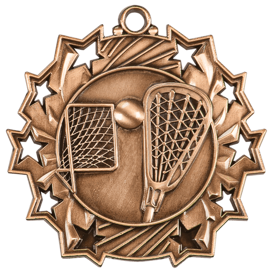 2 1/4" Antique Bronze LaCrosse Ten Star Medal