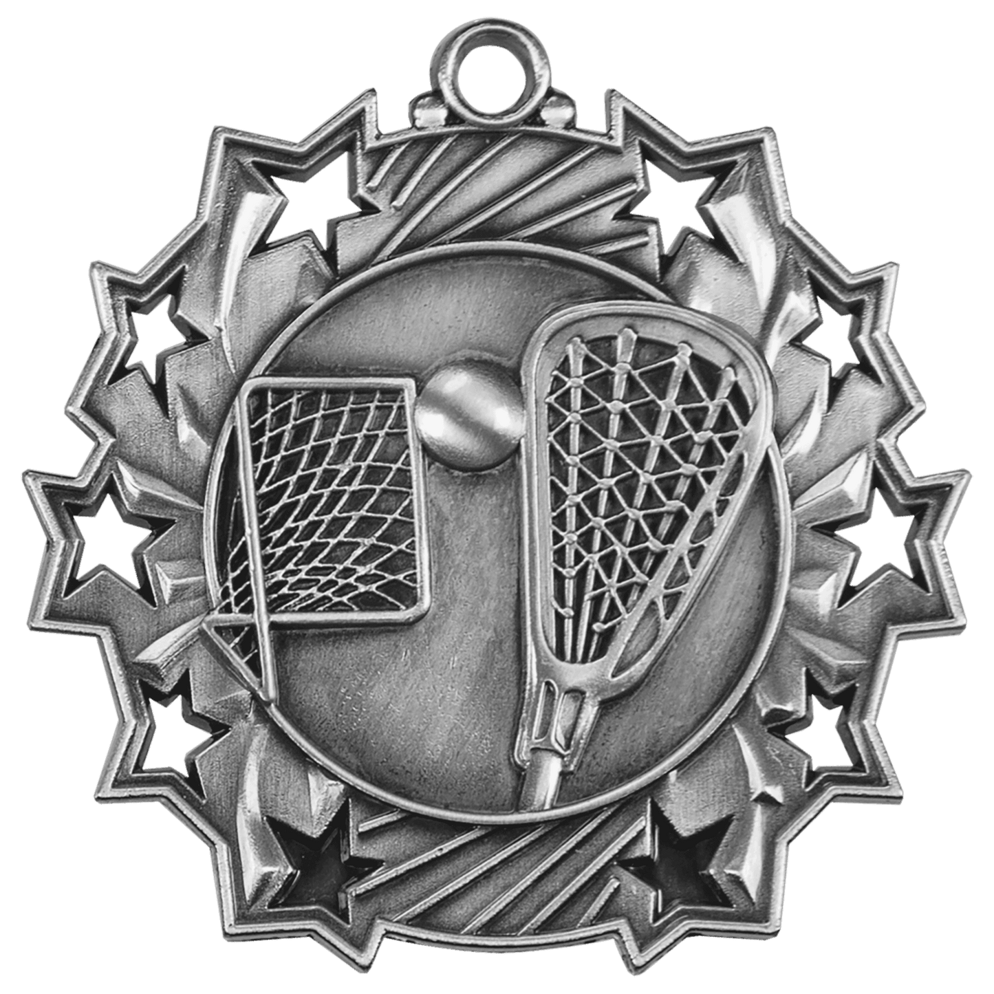2 1/4" Antique Silver LaCrosse Ten Star Medal