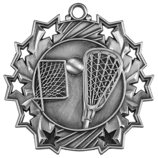 2 1/4" Antique Silver LaCrosse Ten Star Medal