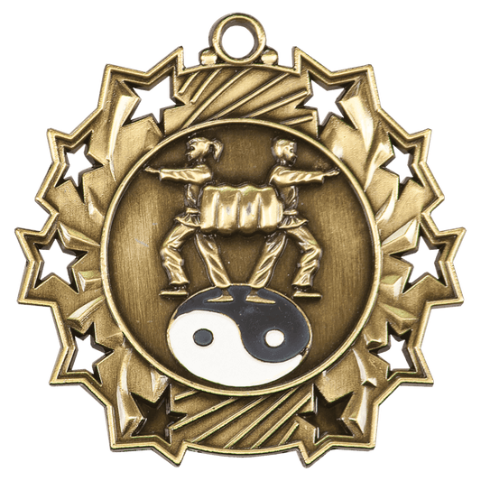 2 1/4" Antique Gold Martial Arts Ten Star Medal