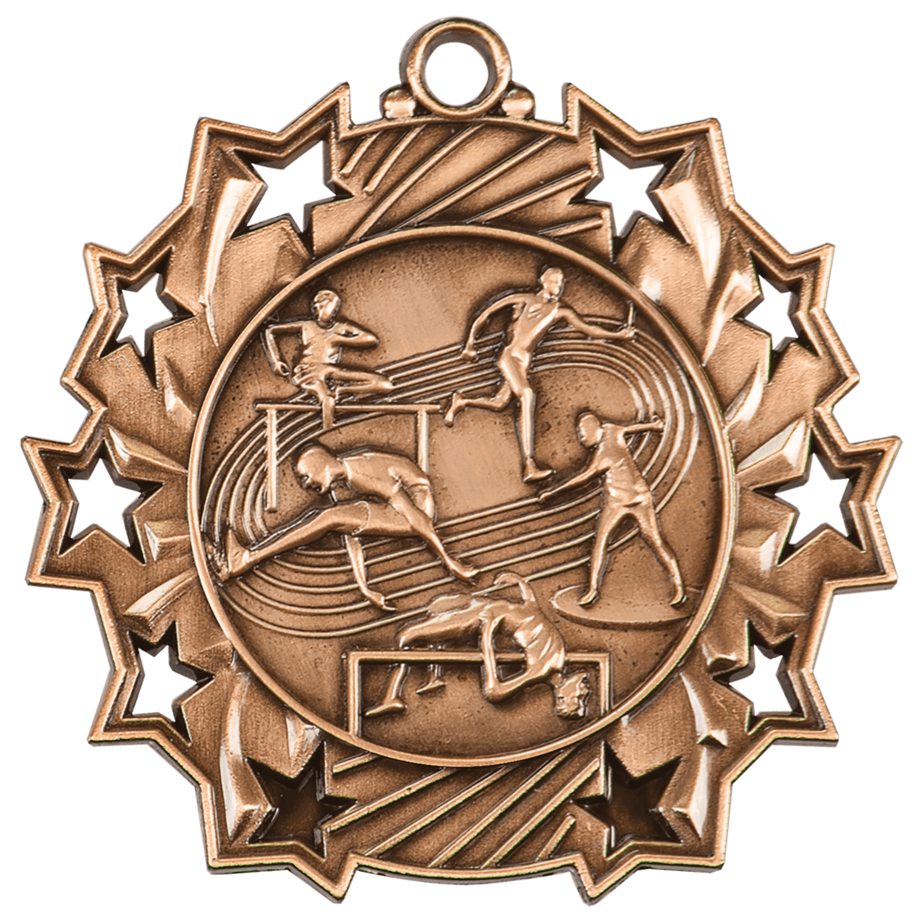 Antique Bronze Track & Field Ten Star Medal - 2 1/4"