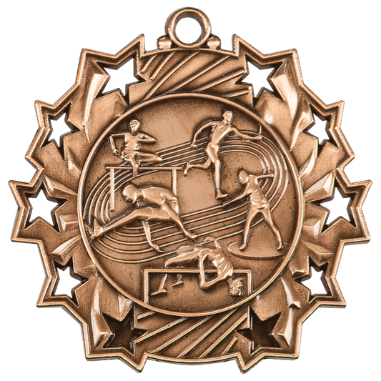2 1/4" Antique Bronze Track & Field Ten Star Medal