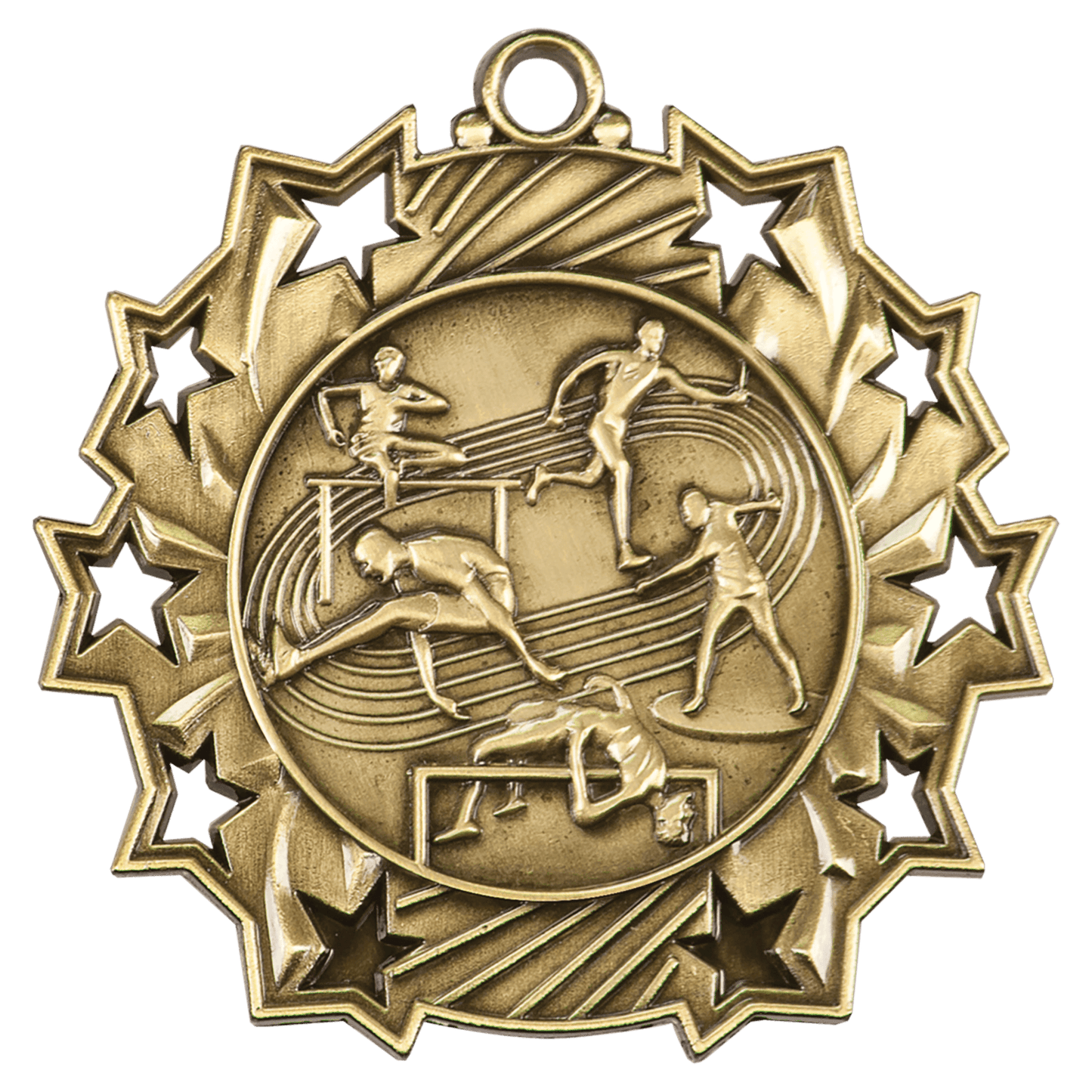Antique Gold Track & Field Ten Star Medal - 2 1/4"