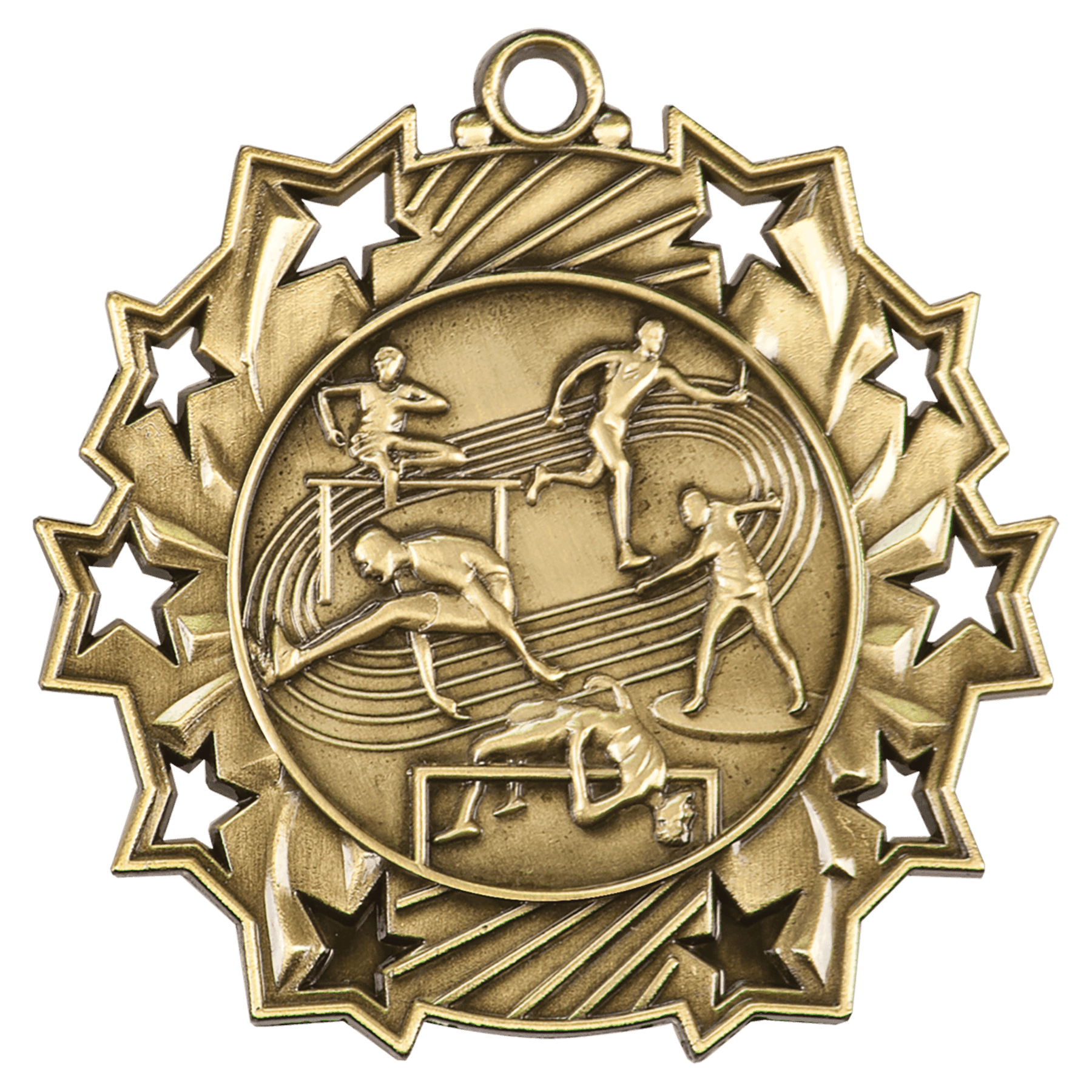 Antique Gold Track & Field Ten Star Medal - 2 1/4"