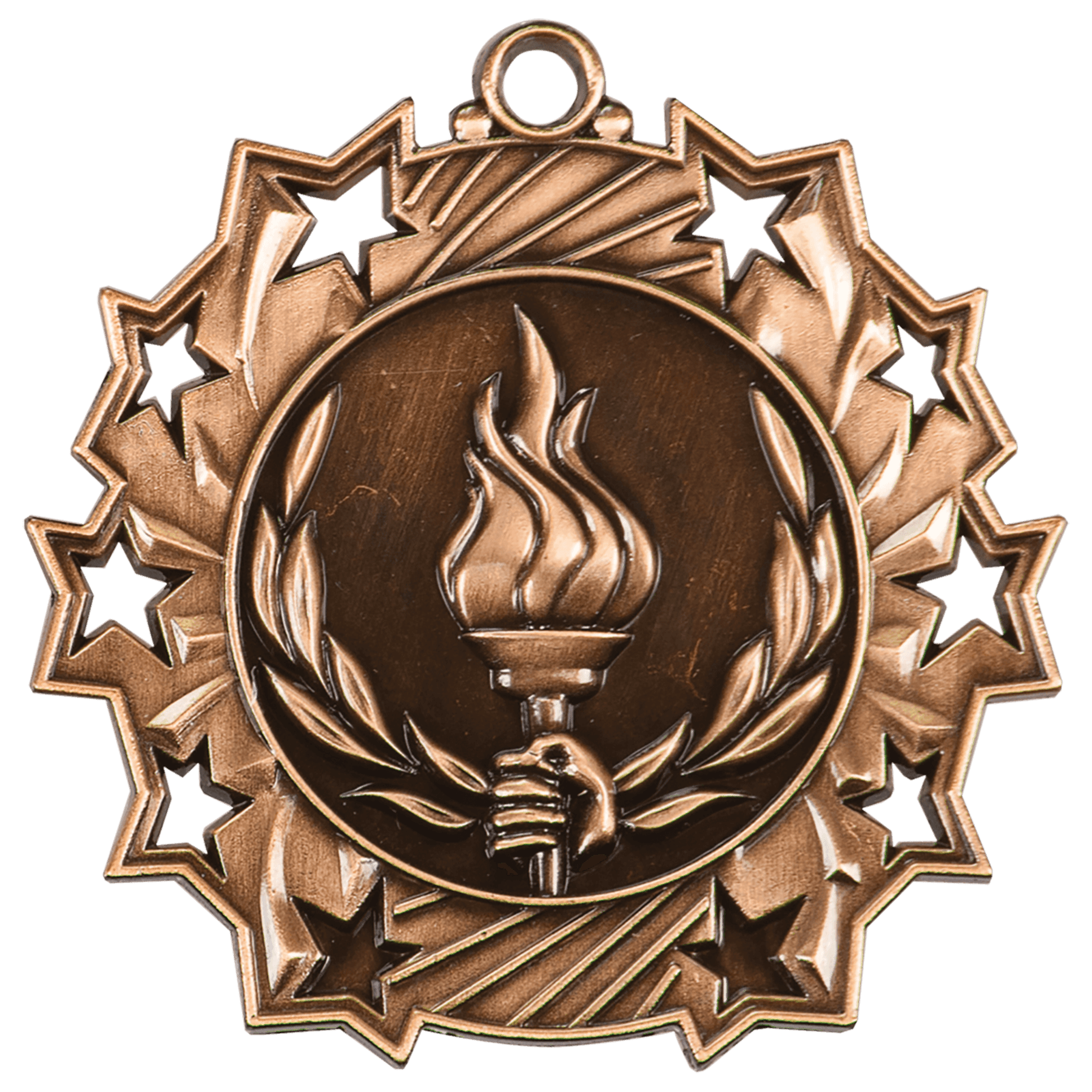 Antique Bronze Victory Ten Star Medal - 2 1/4"