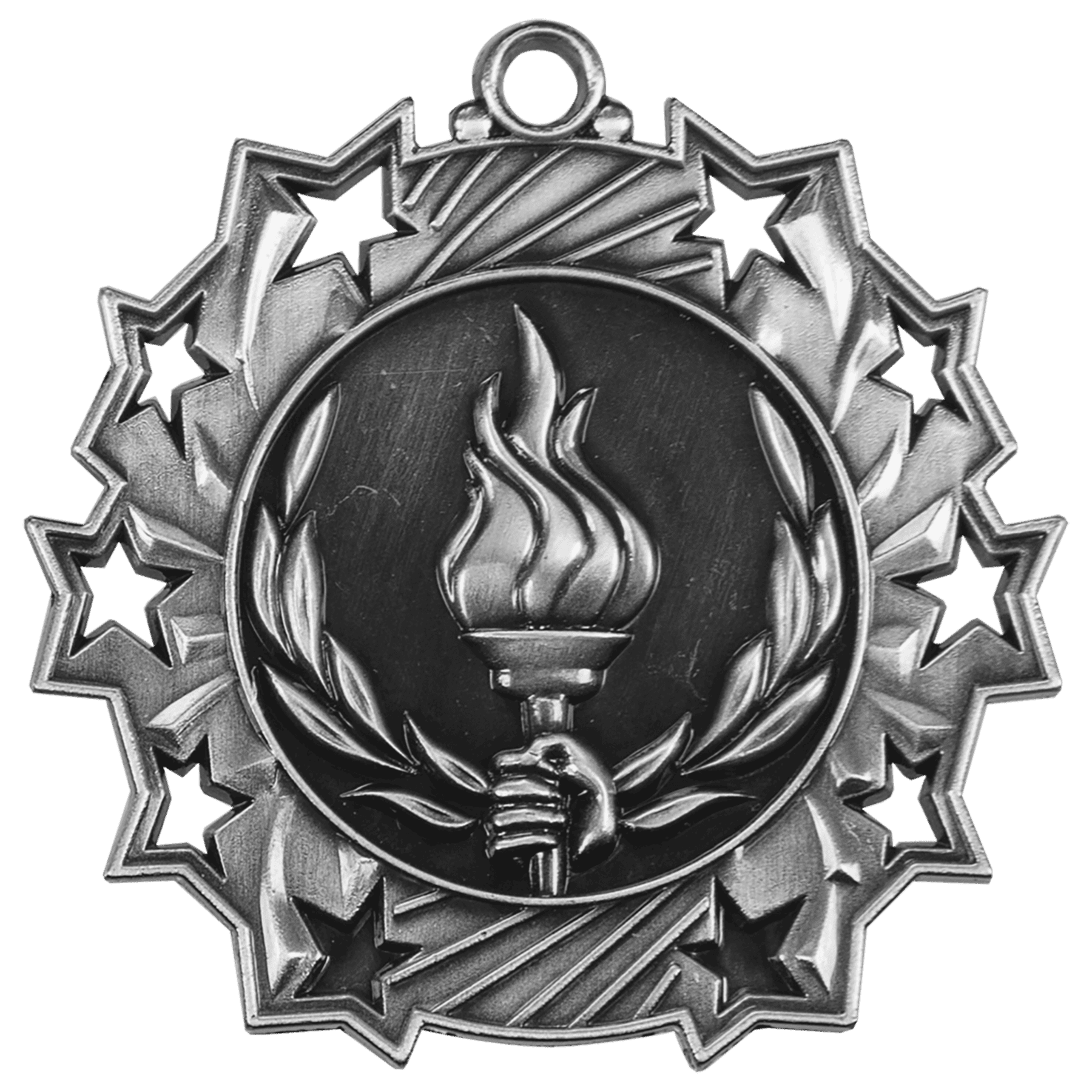 Antique Silver Victory Ten Star Medal - 2 1/4"