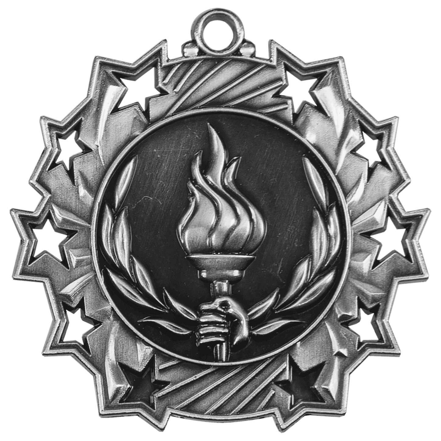 2 1/4" Antique Silver Victory Ten Star Medal