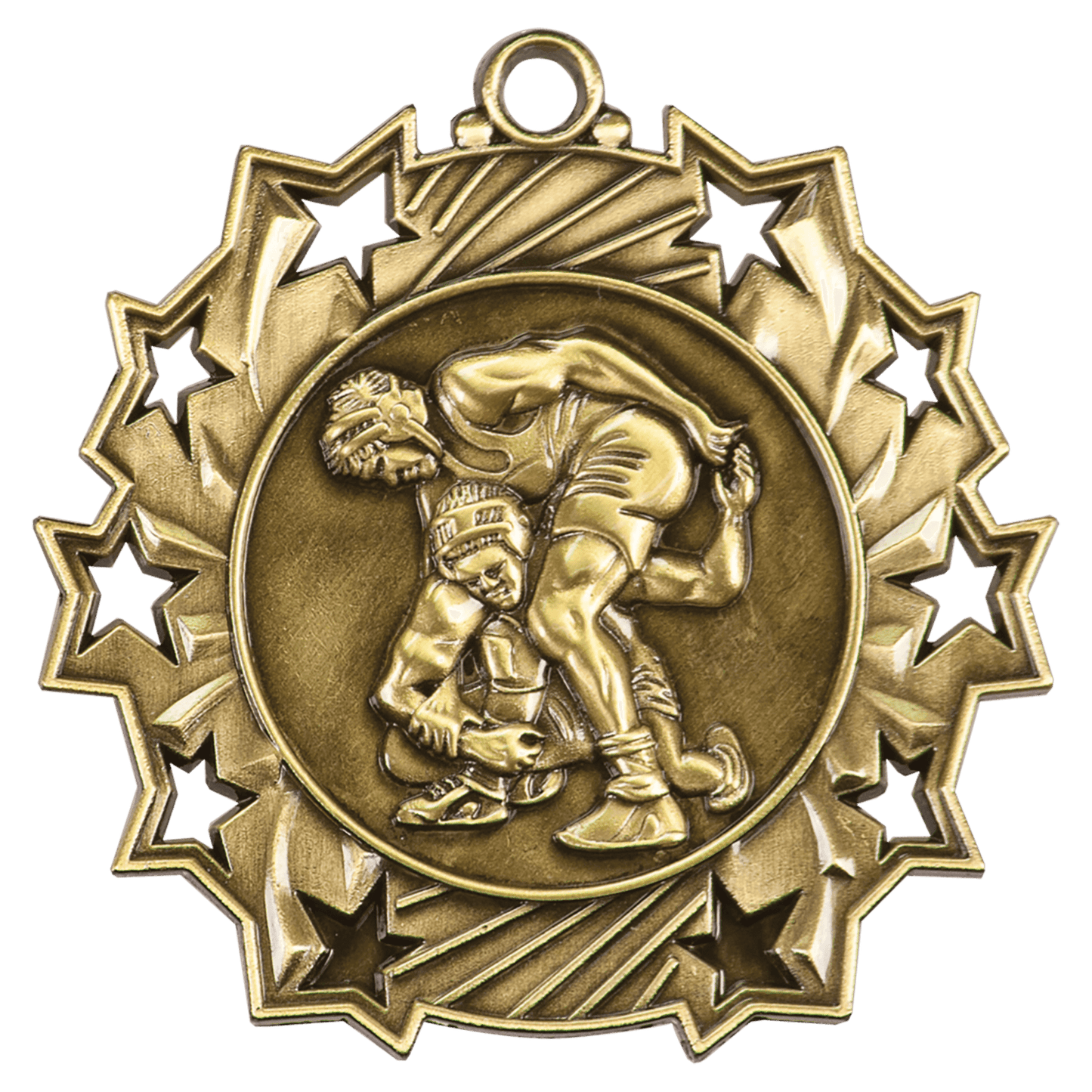 Antique Gold Wrestling Ten Star Medal - 2 1/4"