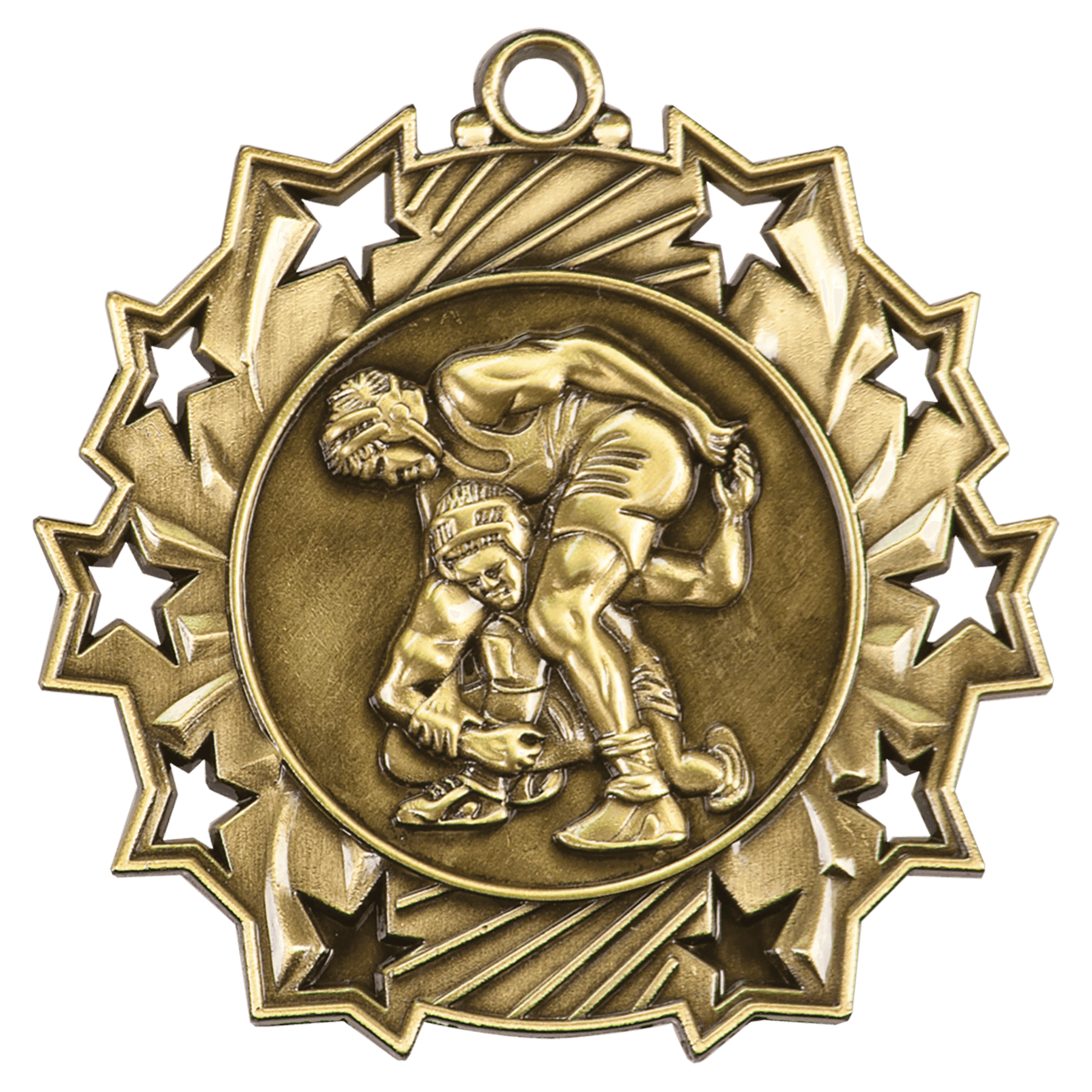 Antique Gold Wrestling Ten Star Medal - 2 1/4"