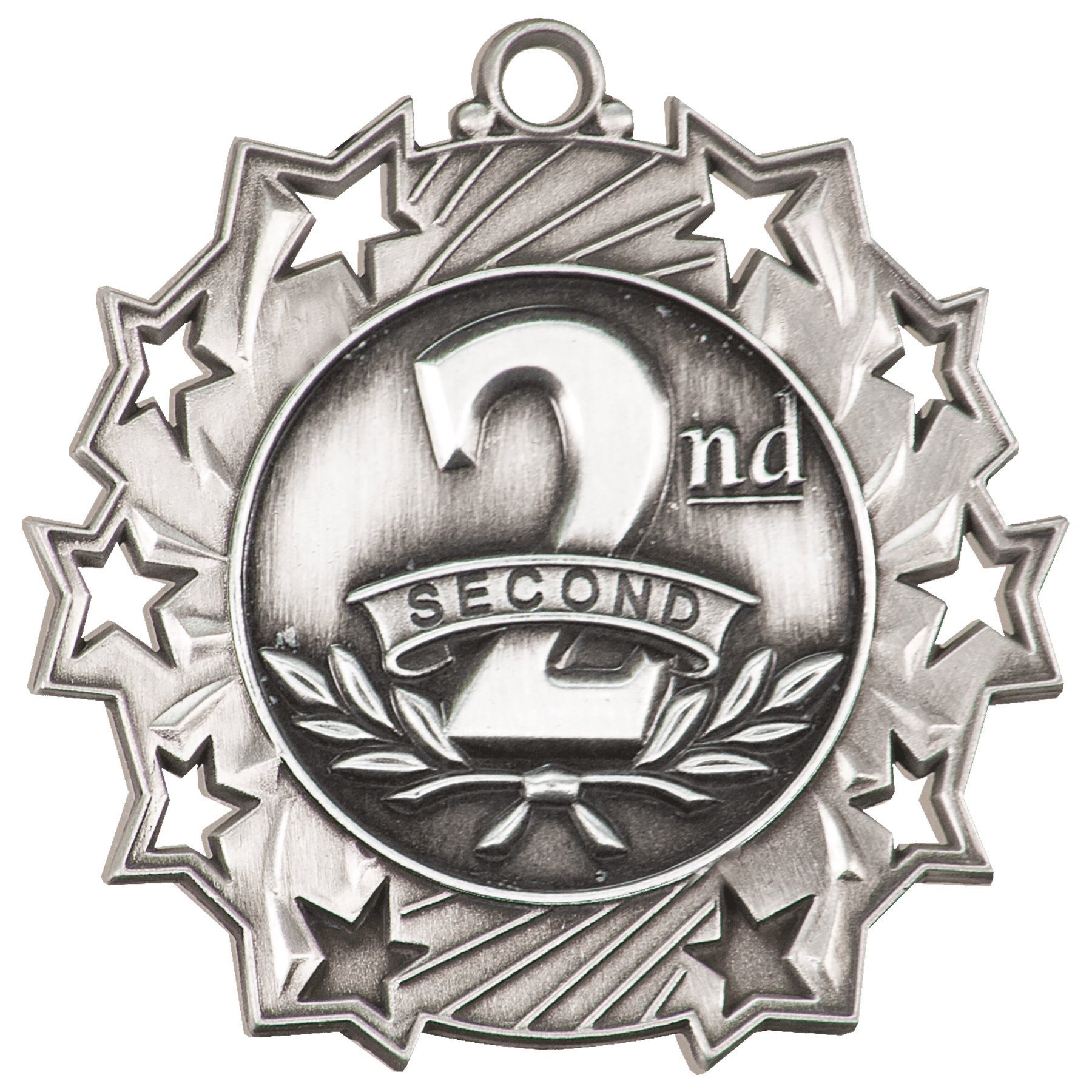 Antique Silver 2nd Place Ten Star Medal - 2 1/4"